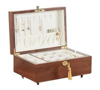 BIBTOO Organizador de Maquillaje, joyero de Madera, Caja de Almacenamiento Retro con Gancho for Collar, Anillo, aretes, Collar, Pulsera, Caja de Almacenamiento, Estuche de Franela Incorporado.