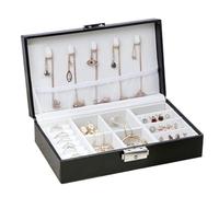 BIBTOO Organizador de Maquillaje, joyero de Viaje for Mujer, de Cuero, Rectangular, for Guardar Collares, Anillos y Pendientes, Caja organizadora, Expositor, Cajas de Regalo, Estuche for joyería.