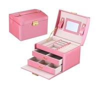 BIBTOO Organizador de Maquillaje, joyero portátil for Guardar Collares, Pendientes, Anillos, Pulseras, Relojes y Pulseras, joyero de Piel sintética.