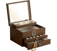 BIBTOO Organizadores de Maquillaje, joyero de Madera de Lujo, Caja de Terciopelo de Madera for Collares, Anillos, Pendientes, Relojes, Estuche de Almacenamiento de Joyas, Cofre for Joyas.