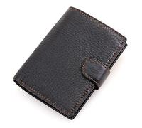 BIBTOO Wallets for Men Large Capacity Genuine Leather Trifold Men Wallet/Credit Card Holder with ID Window(A)