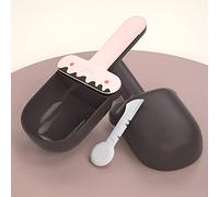 Bibulkoye Pet Food Spoon Cute Ice Cream Shape Large Capacity Food Grade Dog Food Scoop with Sealing Clip for Dogs Cats Pets (Pink Coffee)