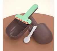 Bibulkoye Pet Food Spoon Cute Ice Cream Shape Large Capacity Food Grade Dog Food Scoop with Sealing Clip for Dogs Cats Pets (Green Coffee)