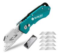 BIBURY Cuchillos Utilitarios, Cuchillo Plegable Portátil, Versión Actualizada Cúter Professional, con 10 Cuchillas de Acero Inoxidable SK5, Clip para Cinturón, Bloqueo de Seguridad Cortador (Verde)