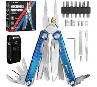 BIBURY Multiherramientas, alicates plegables con mango de titanio azul,regalo para hombres, navaja multiusos de acero inoxidable para el trabajo exterior, camping, reparación - Pro BI2049BL