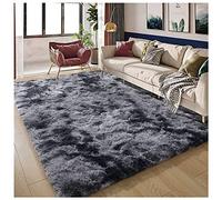 Bibykivn Alfombra Salon Pelo Largo Lavables, 80x160 cm Shaggy Alfombras Dormitorio Modernas, Tapete Antideslizante Comedor Alfombra Grande para Interiores Estar Habitación (80x160 cm, Gris Oscuro)