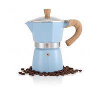 Bibykivn Cafetera Italiana, Aluminio Cafetera Moka 300ml, Cafetera de Express para la Preparación de Expresso Italiano I Adecuada para Placa de Cerámica Placa Eléctrica Gas (Azul claro)