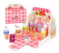 Bibykivn Heladeria Juguete de Madera para Niños, 21 Piezas de Juguete de Helado, Juguete Montessori, Regalo de Juego de rol de Heladería para Niños, para Niñas Niños 3 4 5 6 años