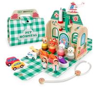 Bibykivn Maletin Medicos Juguete, Maletín Veterinaria Juguetes con Estetoscopio, Juguete Educativo de Madera Adecuado Juego de Roles Juguetes niñas y niños 3 años