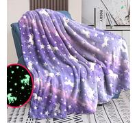 Bibykivn Manta de Unicornio - 100 x 150 cm Manta Que Brilla Oscuridad, Mantas Infantiles Cálidas y Mullidas para Niños de 1 a 10 Años - Manta para Sofá, Cama, Viaje, Sala de Estar (Lila, 120 x 150cm)