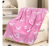 Bibykivn Manta de Unicornio - 100 x 150 cm Manta Que Brilla Oscuridad, Mantas Infantiles Cálidas y Mullidas para Niños de 1 a 10 Años - Manta para Sofá, Cama, Viaje, Sala de Estar (Rosa, 120 x 150cm)