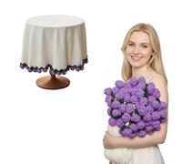 Bibykivn Manta Ramo de Flores,Manta con Flores de Ganchillo Terminada, Mantas de Ganchillo con Adorno de Rosas, Mujeres para San Valentín y Cumpleaños (Rosa - Morado, 80CM)