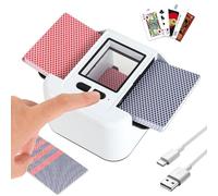 Bibykivn Mezclador automático de cartas eléctrico, 2000 mAh, mezcladora de cartas para UNO, juego de cartas de póquer, Skip BO, Phase10 para celebraciones familiares y viajes (blanco-1)