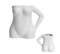 Bibykivn Taza de café de cerámica con asa - Taza 3D con forma de cuerpo humano, Taza de expreso artística y creativa, Taza de té decorativa única, Ideal para regalos y uso diario (A, Blanco)