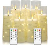Bibykivn Velas LED - 7 Piezas Velas de té LED Velas led Efecto llama - sin llama, Velas de té con Mando a Distancia con Temporizador Automático para Decoración, Bodas, Navidad (Transparente)