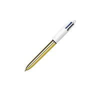 BIC - 1 bolígrafo de 4 colores, dorado, Cuerpo: Blanco/dorado, Tinta: 4 colores clásicos
