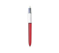 BIC - 1 bolígrafo de 4 colores rojo metalizado - Cuerpo blanco/rojo metalizado - Tinta - 4 colores clásicos