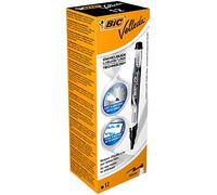 BIC 102466 Velleda Pocket rotuladores de Pizarra punta media- Negro, Caja de 12 unidades