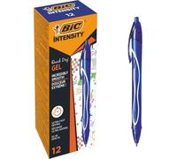 Bic, 12 unidades, bolígrafo de gel Ocity Quick Dry con mecanismo de clic, azul,