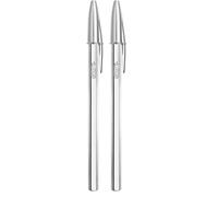 BIC 207063 Bolígrafo Cristal Silver Medium Negro (Paquete de 2)