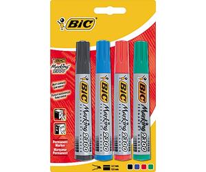 BIC 2300 Ecolutions - Rotulador permanente (punta biselada, 4 unidades)