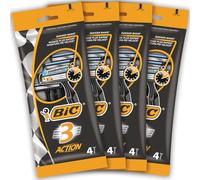 BIC 3 Action Maquinillas de Afeitar Desechables para Hombre, Para Un Afeitado Apurado y Rápido, 4 Paquetes de 4 Cuchillas