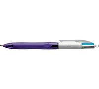 BIC - Lote de 3 bolígrafos de 4 colores grip, 4 colores, rosa, morado, verde y turquesa