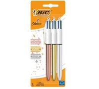 Bic 4 bolígrafos Colour Shine tienen un aspecto elegante, moderno y metálico en oro rosa, plata u oro. (964774)