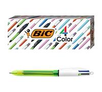 BIC 4-Color Grip Ballpoint Pen, Blue Barrel, Medium Point (1.0mm), Assorted Inks, 3-Count