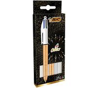 Bolígrafo bic cuatro colores set regalo 50 aniversario 2 unidades shine color oro mate + 1 unidad shine color plata