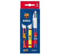 BIC 4 Colours FC BARCELONA Bolígrafos Retráctiles de Punta Media (1,0 mm) en Colores Clásicos - Pack de 3 con Diseños Oficiales Azulgranas y Escudo del Club