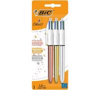 Bic 4 colours pack de 3 boligrafos de bola retractil - punta de 1mm -