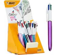 Bic Ean-13 - Bolígrafo de Punta Redonda (20 Unidades), Diseño Brillante, Color Negro, Azul, Rojo y Verde