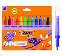 BIC Rotuladores Kids Comfort Grip Jumbo 517250 – Punta ancha, 12 colores surtidos