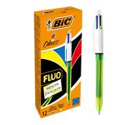BIC 933948 4 colores Fluo bolígrafos Retráctiles - Tinta Negra, Azul, Rojo y Ama