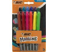 BIC 943163 Rotuladores de colores permanentes de punta fina, Multicolor, 12 Unidades