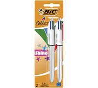 BIC 950639 4 colours Shine - Juego de 2 bolígrafos 1 mm cuerpo plata