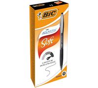 BIC Atlantis Soft Bolígrafo Retráctil punta media (1,0 mm) - Negro, Caja de 12 u