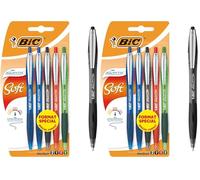 BIC Atlantis Soft. Lapiceros de canica en colores surtidos, blíster de 5. (Paquete de 2)