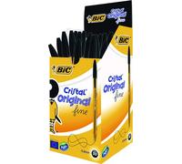BIC® Bolígrafo Cristal®, 0,35 mm, color del vástago: naranja, transparente, color de escritura: negro (50 unidades), recibirás 1 paquete de 50 unidades