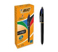 BiC - Bolígrafo de 4 colores (punta retráctil, 12 unidades)