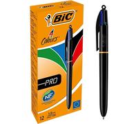 BiC - Bolígrafo de 4 colores (punta retráctil, 12 unidades)