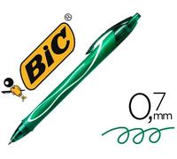 BIC Bolígrafo de gel Gel-ocity Quick Dry – punta media 0,7 mm, secado ultrarrápido – Verde, 12 uds