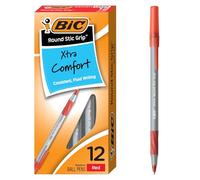 Bic Bolígrafo redondo Stic Grip Xtra Comfort, punta media (1,2 mm), rojo, 12 unidades