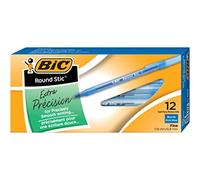 Bic Bolígrafo redondo Stic Xtra Precision, punta fina (0,8 mm), azul, 12 unidades