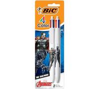 BIC Bolígrafo retráctil de 4 colores con personajes de Los Vengadores de Marvel, punta media de 1 mm, 2 unidades en tinta surtida