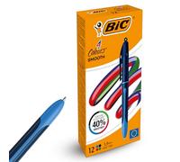 BIC Bolígrafos 4 colores lisos Juego de bolígrafos retráctiles multicolores con diseño multicolor y cuatro tintas vibrantes a juego Bolígrafos multicolor todo en uno para la escuela, la oficina y la