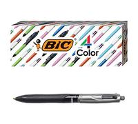 BIC - Bolígrafos con agarre de 4 colores, cuerpo azul, punta media (1 mm), tintas surtidos
