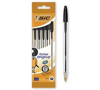 BIC Bolígrafos Cristal Original punta media 1.0 mm Blíster 5 unidades Negro