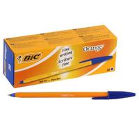 BIC Bolígrafos Cristal Punta Fina Naranja, Tinta Azul, Pack de 20